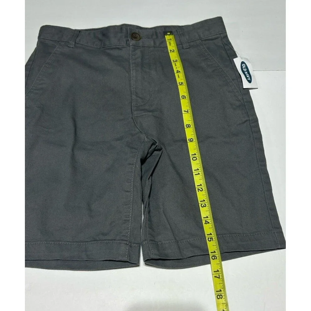 Old Navy Gray Flat Front Chino Shorts Boys Size 10 Adjustable Waist NWT
